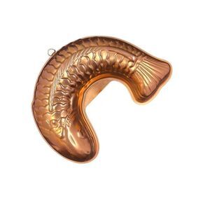 Vintage copper fish large food mold